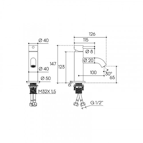 Смеситель для раковины Aqueduto CANO CAN0100 цвет Хром