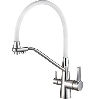 Смеситель для кухни ZorG Steel Hammer SH 903-8 CR Хром Белый латунь