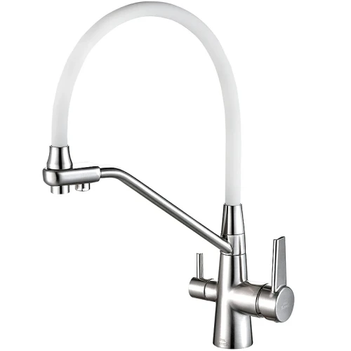 Смеситель для кухни ZorG Steel Hammer SH 903-8 CR Хром Белый латунь