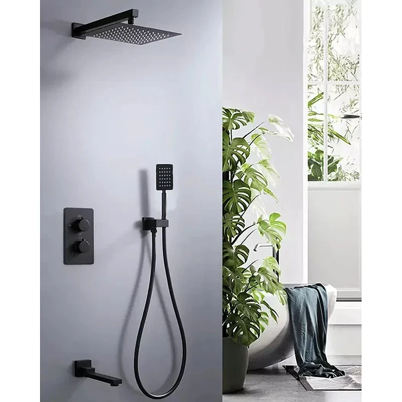 Душевая система ALMAes Weber TVZ-0808 Черная матовая латунь встраиваемый