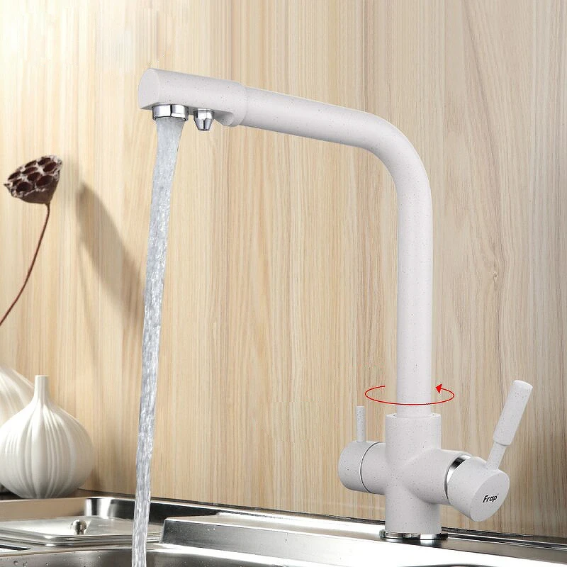 Смеситель для кухни Frap H52 F4352-8 Белый латунь на столешницу