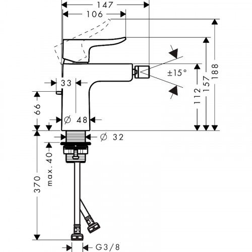 Смеситель для биде Hansgrohe Metris 31280000 Хром латунь