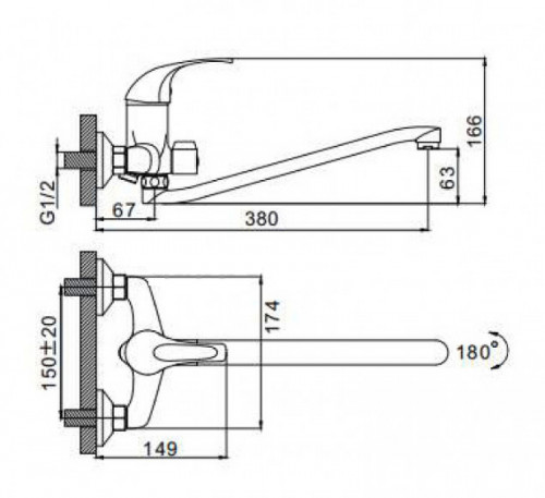 Смеситель для ванны Frap H29 F2229 универсальный Хром латунь на стену