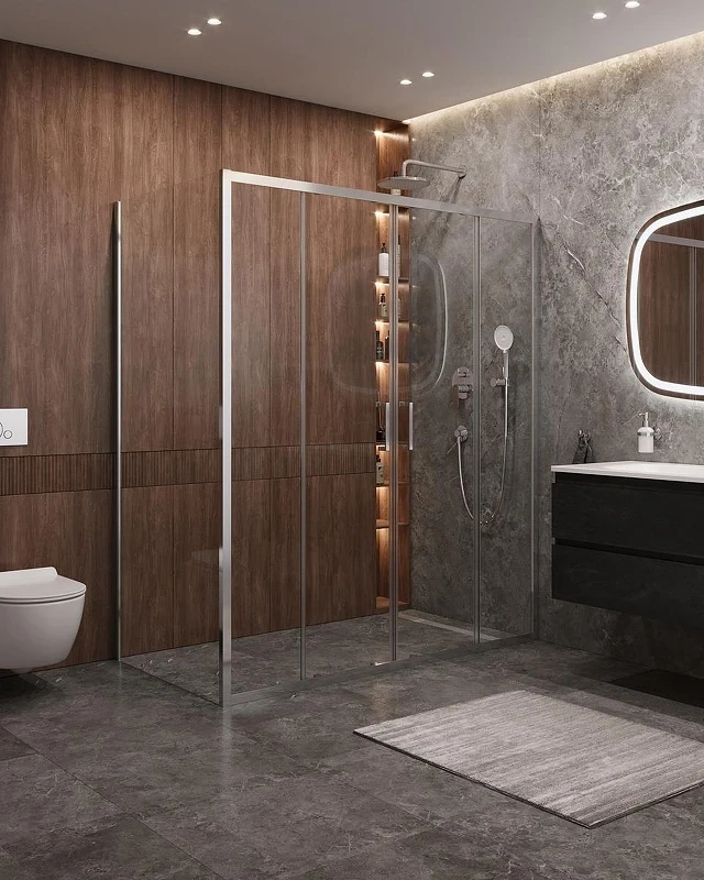 Душевой уголок Cezares Molveno 170x90 MOLVENO-AH-2/1-170/90-C-Cr-IV профиль цвет Хром стекло прозрачное