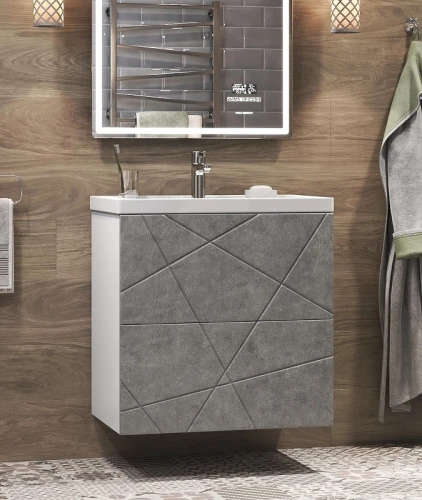 Тумба с раковиной Vigo Geometry 60 tn.bsf.GEO.COM.60.2Y бетон-com цвет Бетон Белый