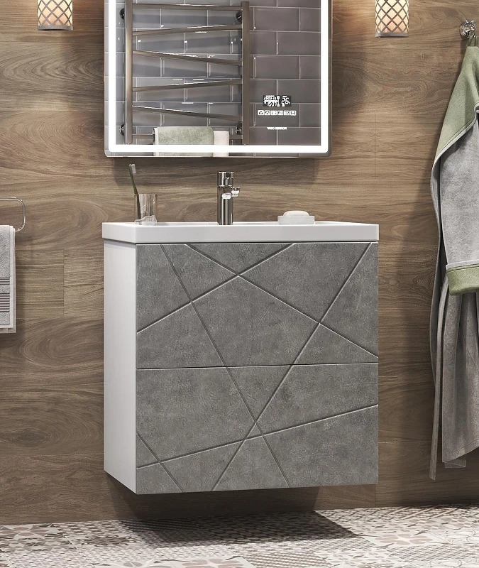 Тумба с раковиной Vigo Geometry 60 tn.bsf.GEO.COM.60.2Y бетон-com цвет Бетон Белый