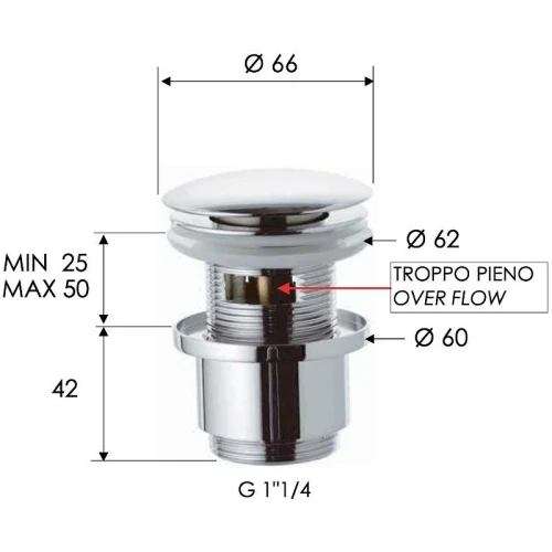 Донный клапан Remer 905CC2114NPO click-clack Никель матовый брашированный