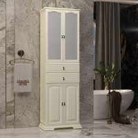 Шкаф пенал Opadiris Риспекто 60 00-00005842 Слоновая кость МДФ / ЛДСП, массив дерева, стекло