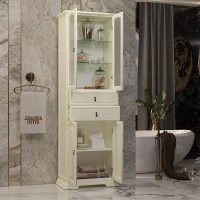 Шкаф пенал Opadiris Риспекто 60 00-00005842 Слоновая кость МДФ / ЛДСП, массив дерева, стекло