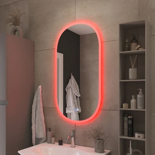 Зеркало Cezares Ellisse 55 CZR-SPC-ELS-550-1050-RGB-TCH с подсветкой с сенсорным выключателем и функцией памяти стекло