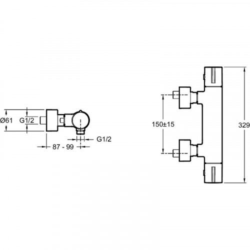 Смеситель для душа Jacob Delafon Toobi E8991-CP с термостатом Хром латунь на стену