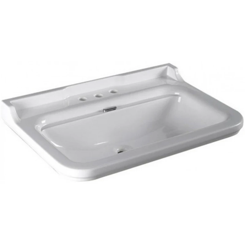 Раковина Kerasan Waldorf 80 4141K1bi/cr*3 Белая фарфор подвесная, полувстраиваемая