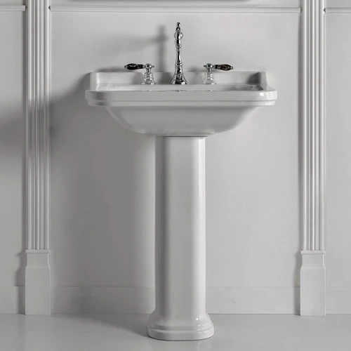 Раковина Kerasan Waldorf 80 4141K1bi/cr*3 Белая фарфор подвесная, полувстраиваемая