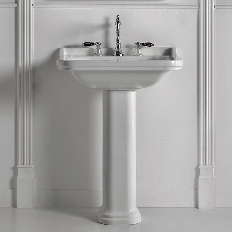 Раковина Kerasan Waldorf 80 4141K1bi/cr*3 Белая фарфор подвесная, полувстраиваемая