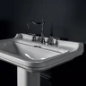 Раковина Kerasan Waldorf 80 4141K1bi/cr*3 Белая фарфор подвесная, полувстраиваемая