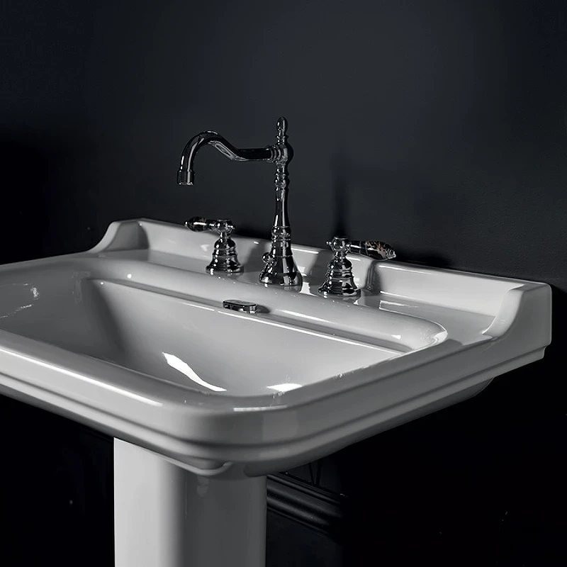 Раковина Kerasan Waldorf 80 4141K1bi/cr*3 Белая фарфор подвесная, полувстраиваемая