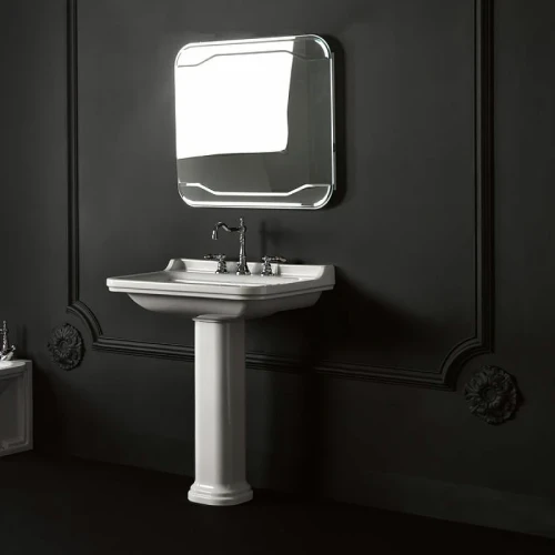 Раковина Kerasan Waldorf 80 4141K1bi/cr*3 Белая фарфор подвесная, полувстраиваемая