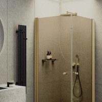Душевой уголок Maybah Glass MGY-1297-3 800x800x1980 на монопетлях Золото стекло бронзовое