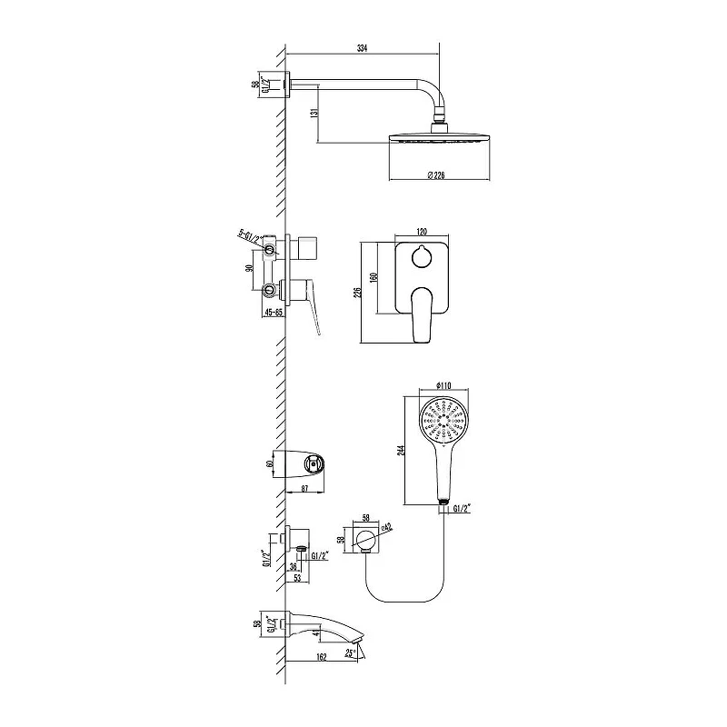 Душевая система Lemark Bronx LM3722MW цвет Белый матовый