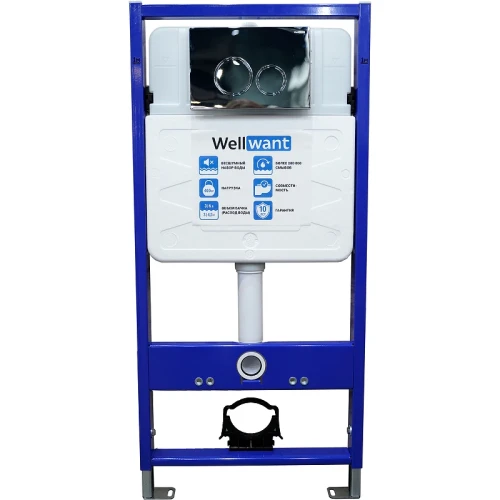 Комплект унитаза Vincea Globo VT1-14S с инсталляцией WellWant Standart 50 WWISI1110B с сиденьем Микролифт и клавишей смыва Хром глянцевый фарфор подвесной