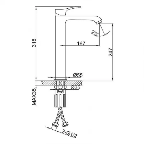 Смеситель для раковины Frap F1075-219 цвет Графит