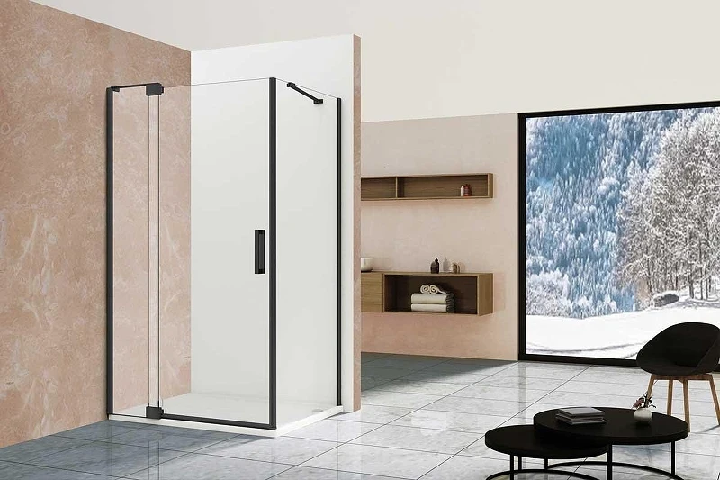 Душевой уголок Vincea Extra NaNх100 VSR-1E901080CLB профиль Черный стекло прозрачное
