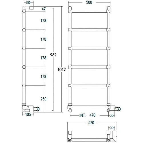 Электрический полотенцесушитель Margaroli Sole 542-6 BOX 5424706GONB Золото