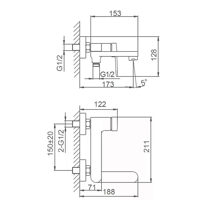 Смеситель для ванны Frap F3285-9 цвет Оружейная сталь