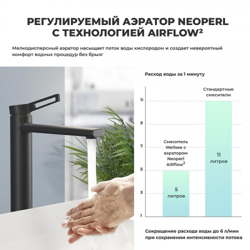 Смеситель для раковины Wellsee ONCE! and forever 182402000 цвет Черный матовый