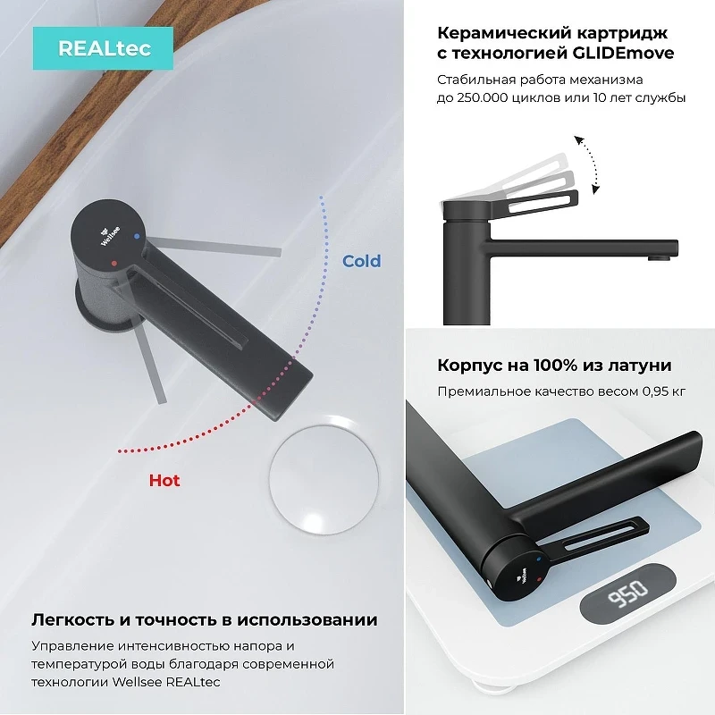 Смеситель для раковины Wellsee ONCE! and forever 182402000 цвет Черный матовый