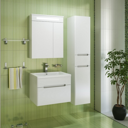 Зеркальный шкаф Runo Парма 60 00000001147 с подсветкой Белый МДФ / ЛДСП, стекло