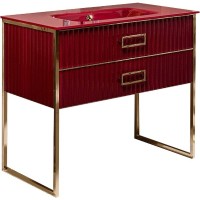 Тумба под раковину Boheme Armadi Art Monaco 100 866-100-RG Бордо глянец Золото МДФ / ЛДСП