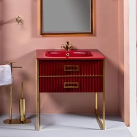 Тумба под раковину Boheme Armadi Art Monaco 100 866-100-RG Бордо глянец Золото МДФ / ЛДСП