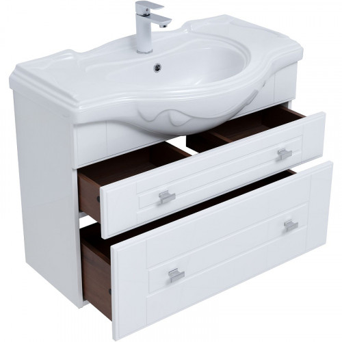 Тумба под раковину Aquanet Рондо 85 304289 подвесная Белый глянец МДФ / ЛДСП