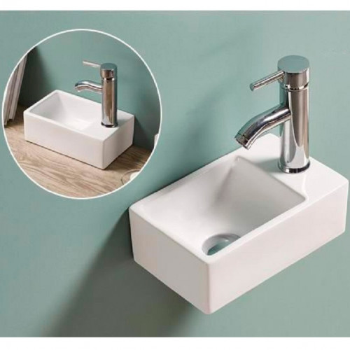 Раковина CeramaLux 30 9048GTL Белая фаянс подвесная