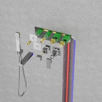Смеситель для ванны Timo Saona 2324/17YSM с термостатом Золото матовое латунь встраиваемый