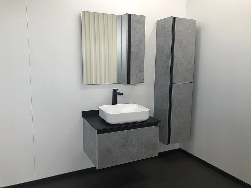 Тумба с раковиной Comforty Эдинбург 75 00004149066 подвесная Бетон светлый МДФ / ЛДСП