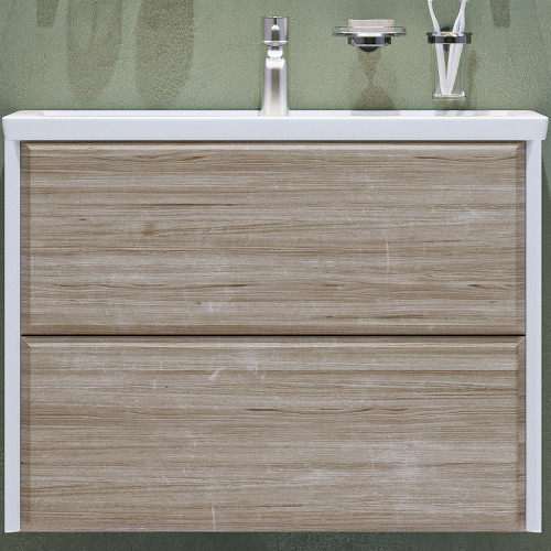 Тумба под раковину Velvex Gesso 80 tp.GES.9696.80.2Y подвесная Белая матовая Дуб сонома