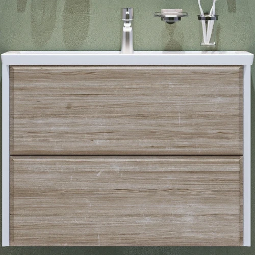 Тумба под раковину Velvex Gesso 80 tp.GES.9696.80.2Y подвесная Белая матовая Дуб сонома