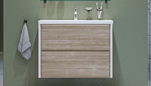 Тумба под раковину Velvex Gesso 80 tp.GES.9696.80.2Y подвесная Белая матовая Дуб сонома