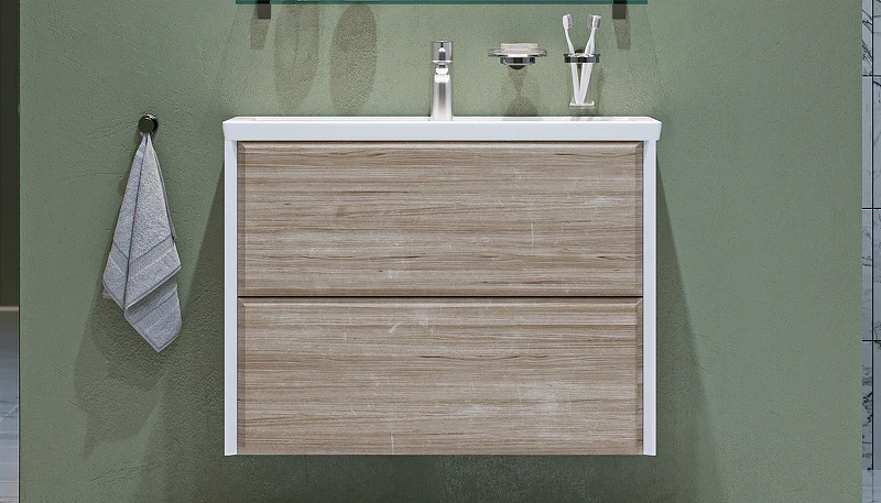 Тумба под раковину Velvex Gesso 80 tp.GES.9696.80.2Y подвесная Белая матовая Дуб сонома