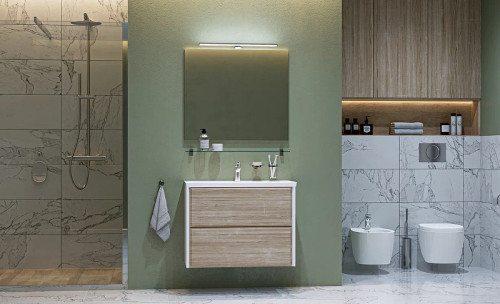 Тумба под раковину Velvex Gesso 80 tp.GES.9696.80.2Y подвесная Белая матовая Дуб сонома