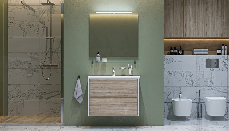 Тумба под раковину Velvex Gesso 80 tp.GES.9696.80.2Y подвесная Белая матовая Дуб сонома