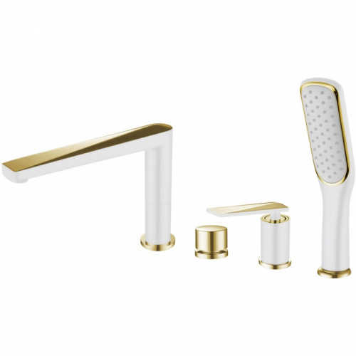Смеситель на борт ванны Boheme Venturo 380-W Белый Золото латунь