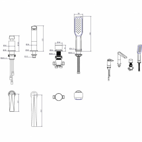 Смеситель на борт ванны Boheme Venturo 380-W Белый Золото латунь
