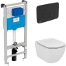 Унитаз с инсталляцией Ideal Standard Tesi Aqua Blade TT00002/123A6 с сиденьем Микролифт и Черной матовой клавишей смыва