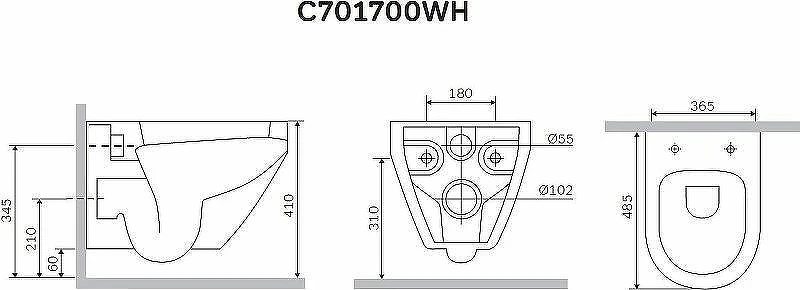 Унитаз с инсталляцией AM.PM Spirit FlashClean C701700WH+C707857WH + Tece Profil 9400412 с сиденьем Микролифт и клавишей смыва Хром глянцевый