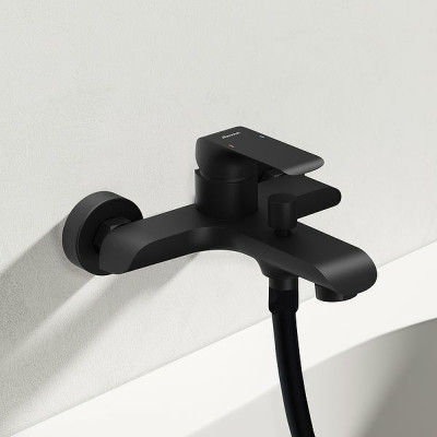 Смеситель для ванны Ravak Flat FL 022.20/150 X070175 Черный матовый латунь на стену