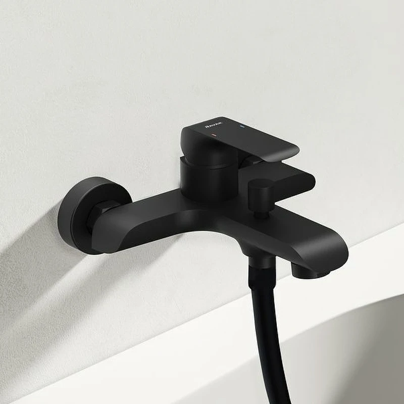Смеситель для ванны Ravak Flat FL 022.20/150 X070175 Черный матовый латунь на стену
