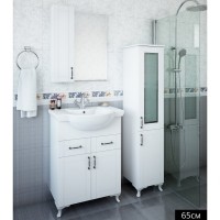 Зеркало со шкафом Sanflor Глория 65 L С000005757 Белое МДФ / ЛДСП, стекло